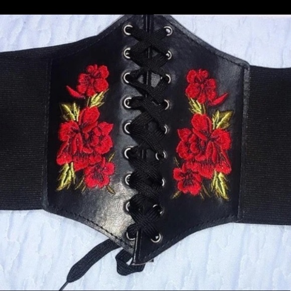 Black Rose Corset Belt New - Picture 5 of 7